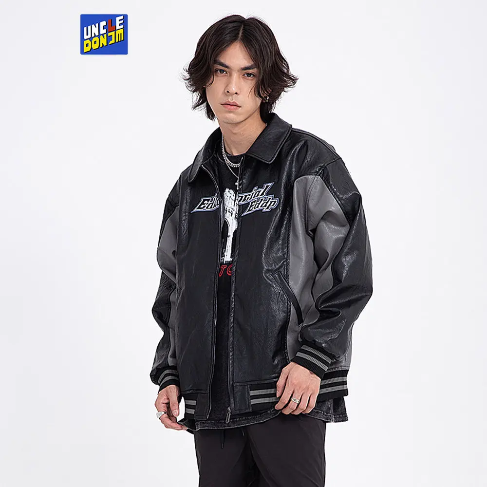 

Patchwork Leather Jacket Men Streetwear Motorcycle Jacket 2022 Biker Jacket Men Leather & Suede Winter Jacket Men