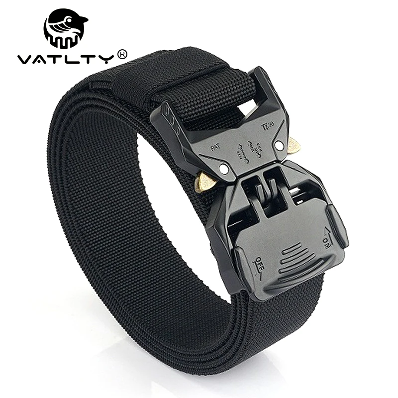 VATLTY New Men's Elastic Belt Alloy Quick Release Buckle Military Tactical Belt High Quality Nylon Outdoors Straps Girdles Male