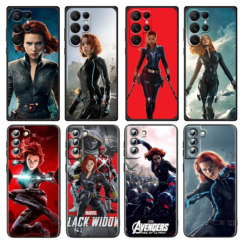 

Black Widow Marvel Cool For Samsung Galaxy S23 S22 S21 S20 Ultra Plus Pro S10 S9 S8 S7 4G 5G Silicone Black Phone Case