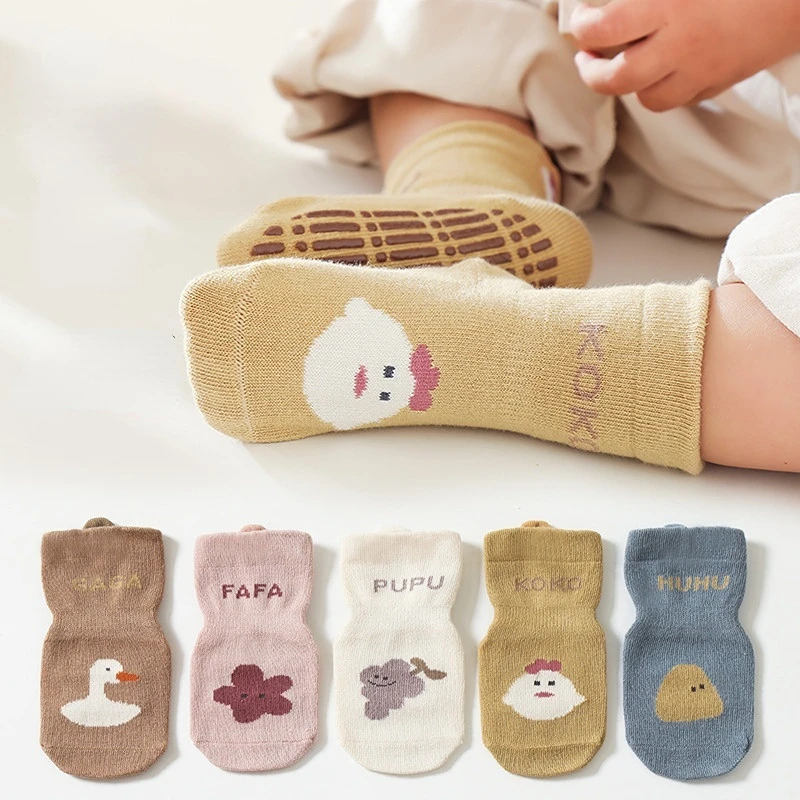 

Baby Socks Kawaii Autumn Winter Boys Girls Toddler Anti-slip Floor Sock Mid-tube Cartoon Flower Duck Cotton Clothes Accessories