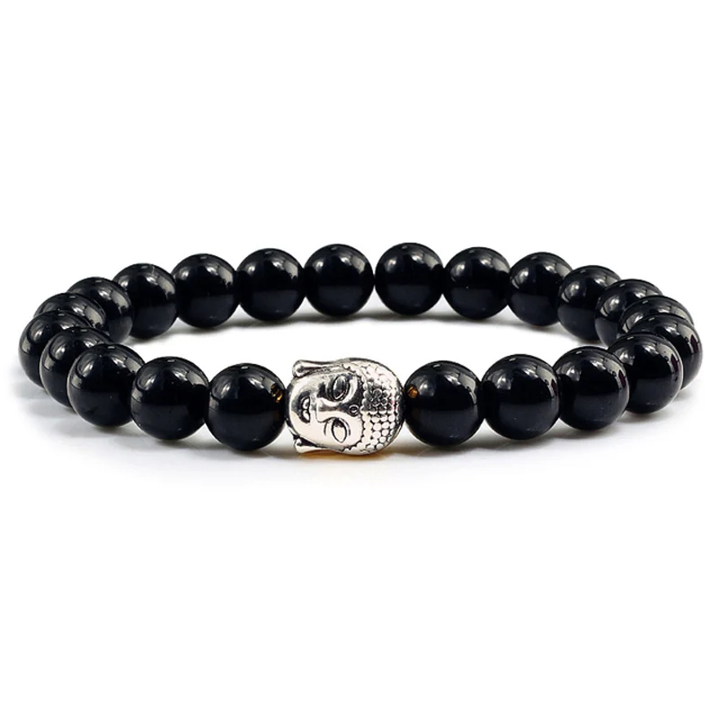 

Buddha Beaded Bracelet Prayer Volcanic Lava Natural Stone Strand Beads Bracelets For Men Black Beaded Yoga Women armband Jewelry