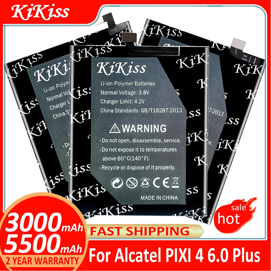 

Аккумулятор KiKiss для Alcatel PIXI 4 6,0 Plus Power 4Plus 4Power 5045D Pop 2 Pop2 5042D C7 7040D OT 9001A 9001X 9001D 5023F 5023E