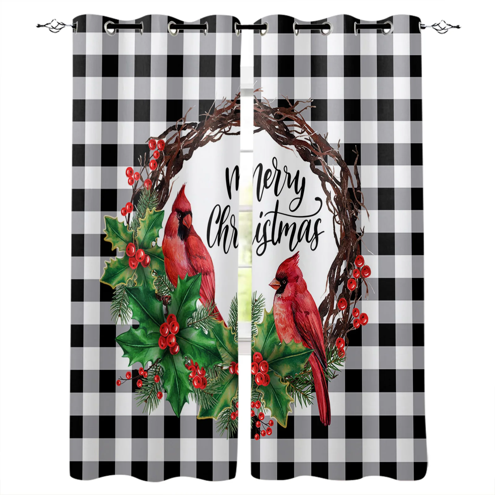 

Рождественская штора в клетку Cardinal Berry, шторы для гостиной, кухни, спальни, декоративные оконные шторы