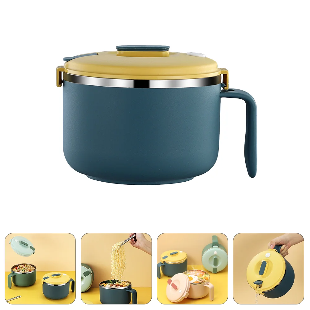 

Bowl Steel Stainless Noodle Ramen Bowls Metal Salad Cereal Kitchen Serving Lidcooking Noodles Tableware Instantrice Microwave