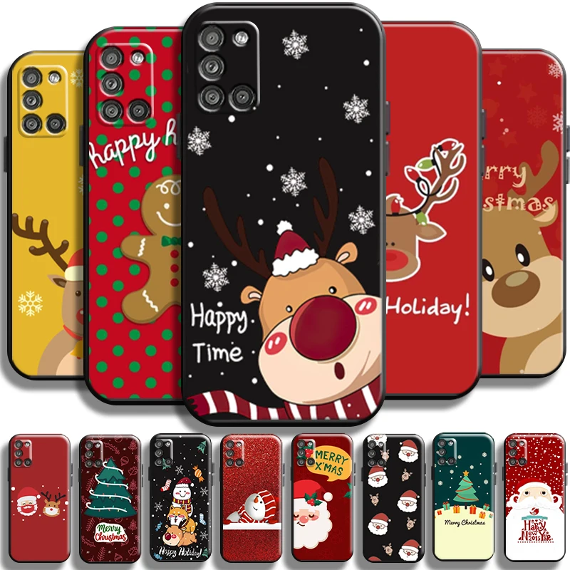 

Merry Christmas Santa Claus For Samsung Galaxy A31 A31 5G Phone Case Shell Liquid Silicon Coque Cases Funda Black