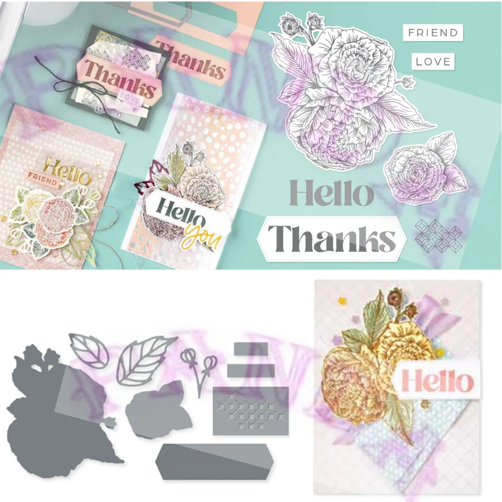 

2023 New Fragrant Flower Clear Stamp Metal Cutting Dies DIY Scrapbooking Making Paper Geeting Card Handmade Embossing Album