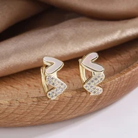 2022 fashion ins vintage gold plated earrings with diamond shell simple earrings temperament simple net red earrings for women