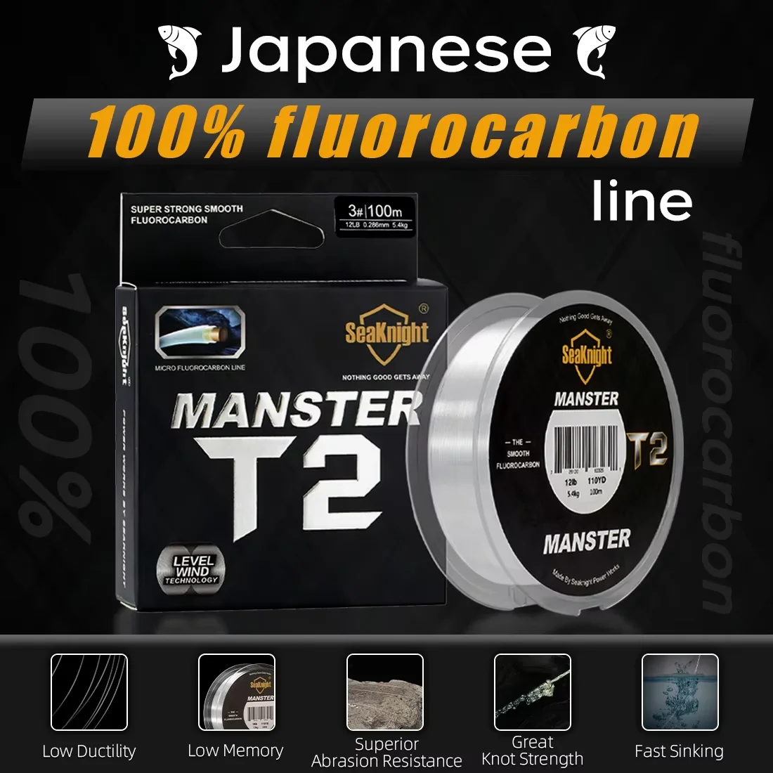 SeaKnight MANSTER T1-IIT2 Карбоновая линия Прочная нейлоновая линия Лидерная линия 100 м Фторуглеродное покрытие Карбоновая линия 0,8 # -8.0 #   3LB-35LB (art.: 3920ccdebbdba) - 3920ccdebbdba