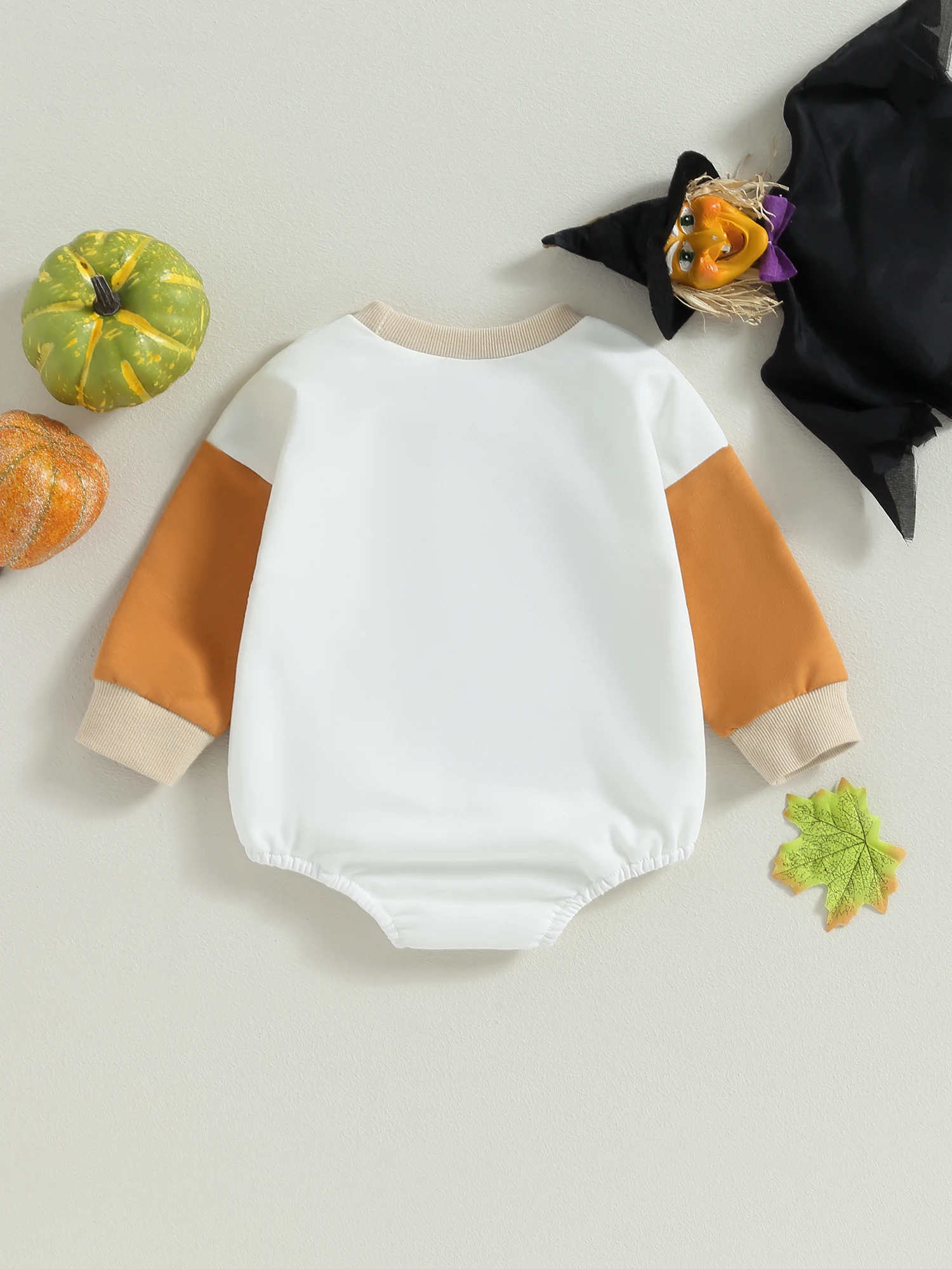 

Свитшот для маленьких мальчиков и девочек с длинным рукавом и принтом тыквы на Хэллоуин-стильные Осенние Комбинезоны контрастных цветов