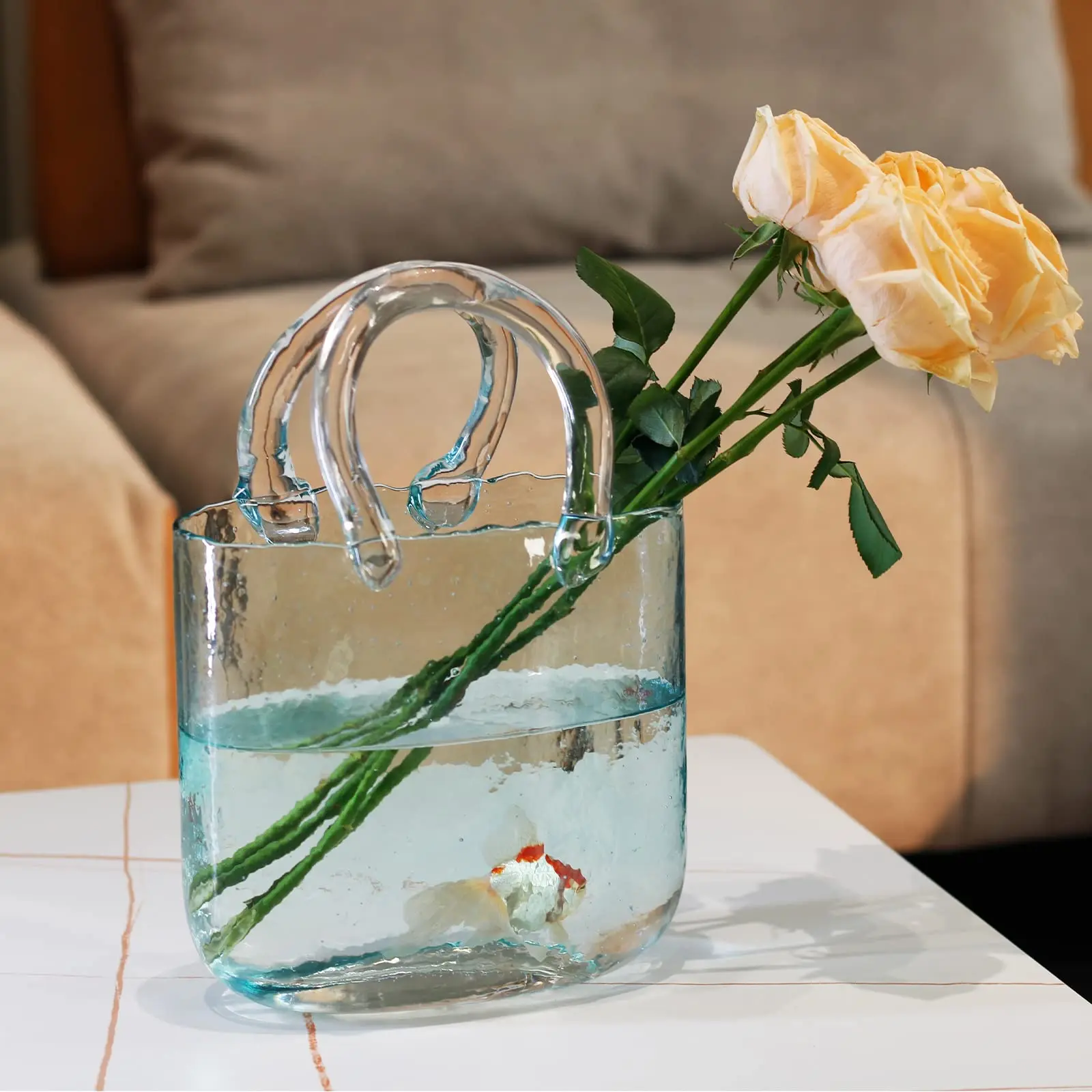 

Прозрачные стеклянные вазы для сумок, ваза в форме цветка, аквариумное украшение для стола, стеклянная ваза для фото/домашнего декора