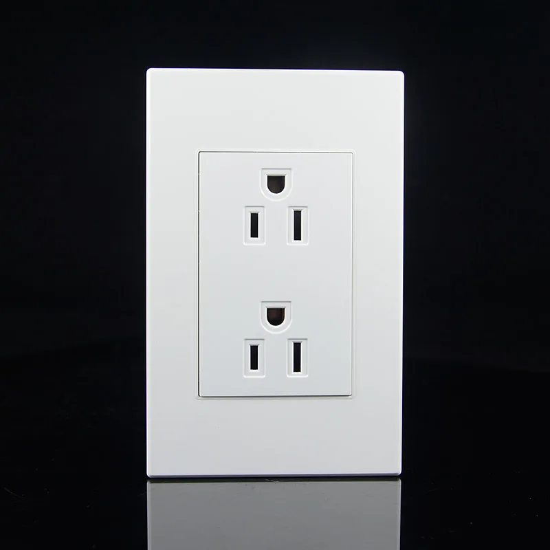 

118 мм белая американская стандартная двойная 3-полюсная розетка для ПК, огнестойкая бытовая безопасная вилка 15А