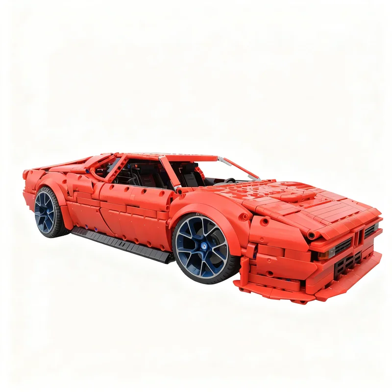 Фото 3064 детали MOC BMW M1 Красный 1:8 Техническая модель Конструктор для детей Развивающая игрушка-головоломка Рождественский подарок №1