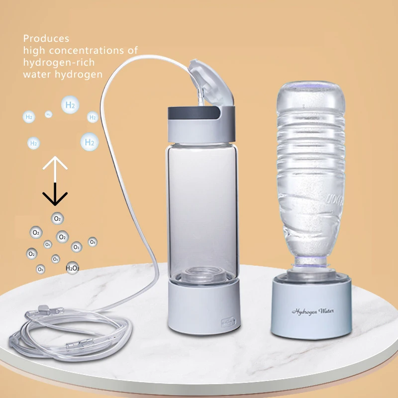 

Hydrogen Rich Water Generator Bottle - Glass Cupbody - DuPont SPE & PEM Dual Chamber Maker Lonizer - H2 Inhalation Device