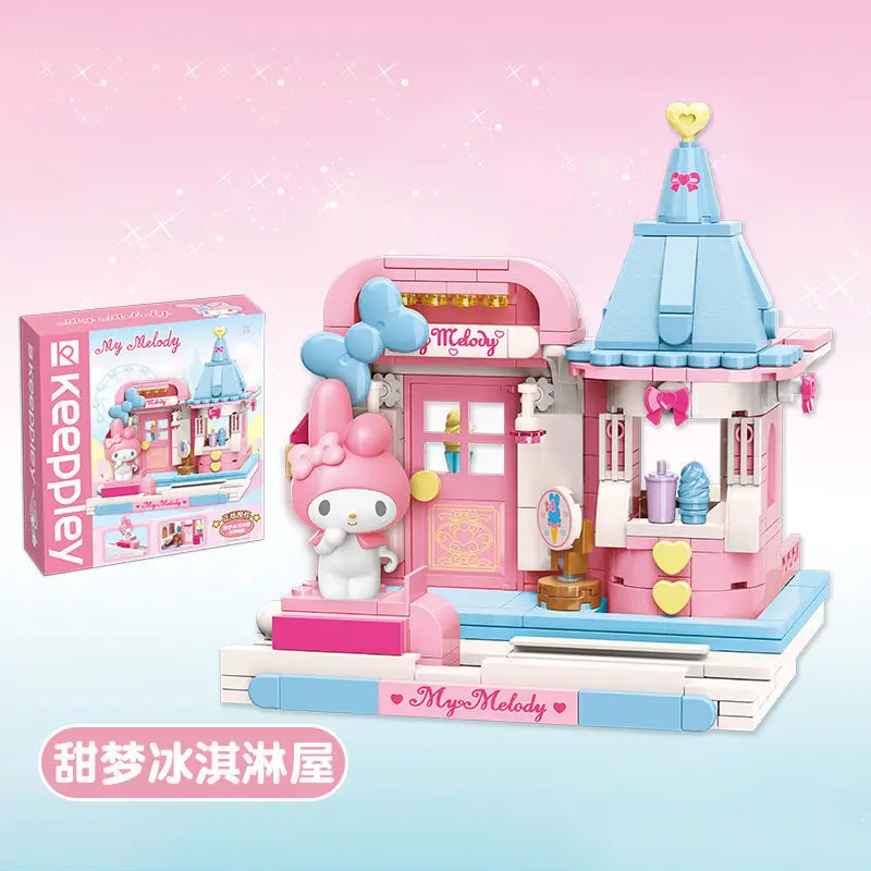 

Новый конструктор Sanrio Kuromi Mymelody уличный вид подарок на день рождения Минифигурка пазл детские игрушки сборка подарок орнамент