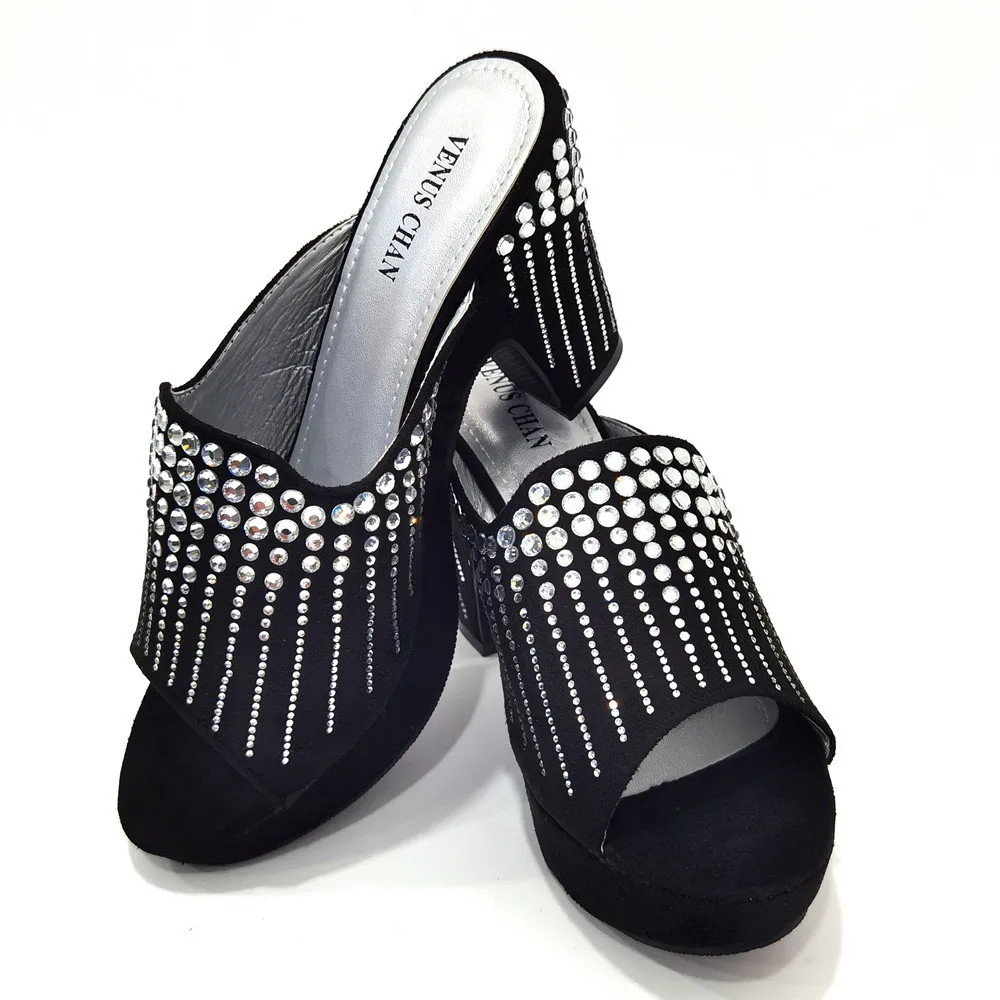 Arrival Rhinestone Women Wedding Shoes Nigerian Women Party Pumps Italian Eleagnt Luxery Shoes Women Ladies Slippers