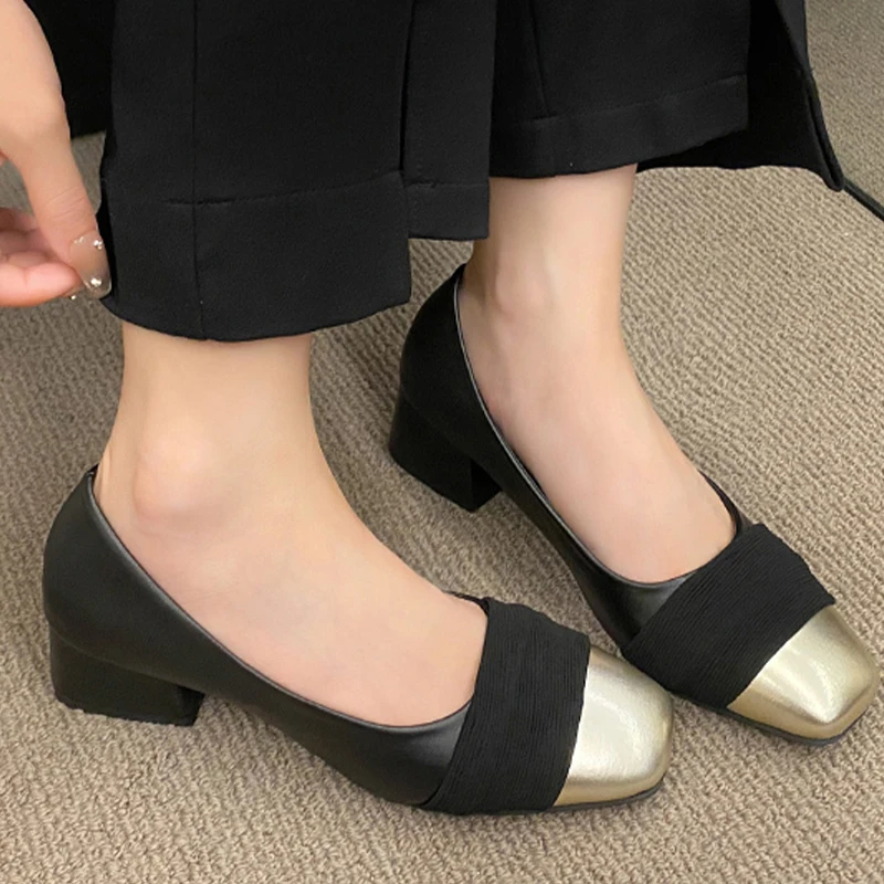 

Shallow Mid Heels Women Loafers Shoes Autumn New Fashion Comfortable Casual Shoes 2023 Walking Dress Trend Chunky Mujer Zapatos