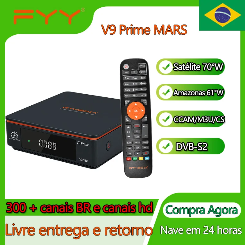

Спутниковый ТВ-приемник GTMEDIA V9 Prime MARS 1080P DVB-S/S2/S2X, телевизионная приставка со встроенным 2,4G WiFi 300CH H.265 декодер PK cinebox