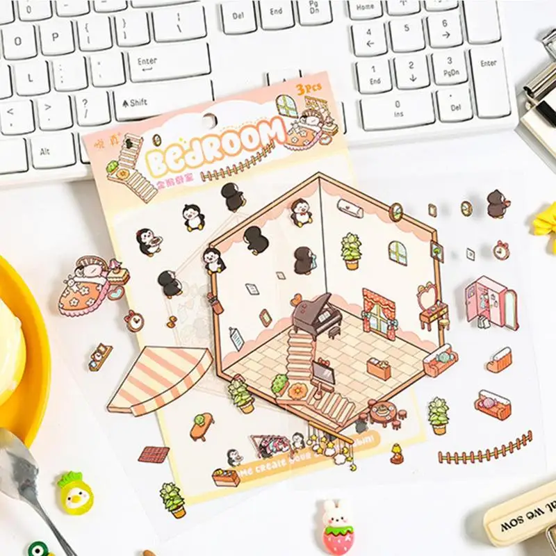 Наклейки сцены дома наклейки для забавной комнаты с героями мультфильмов милые