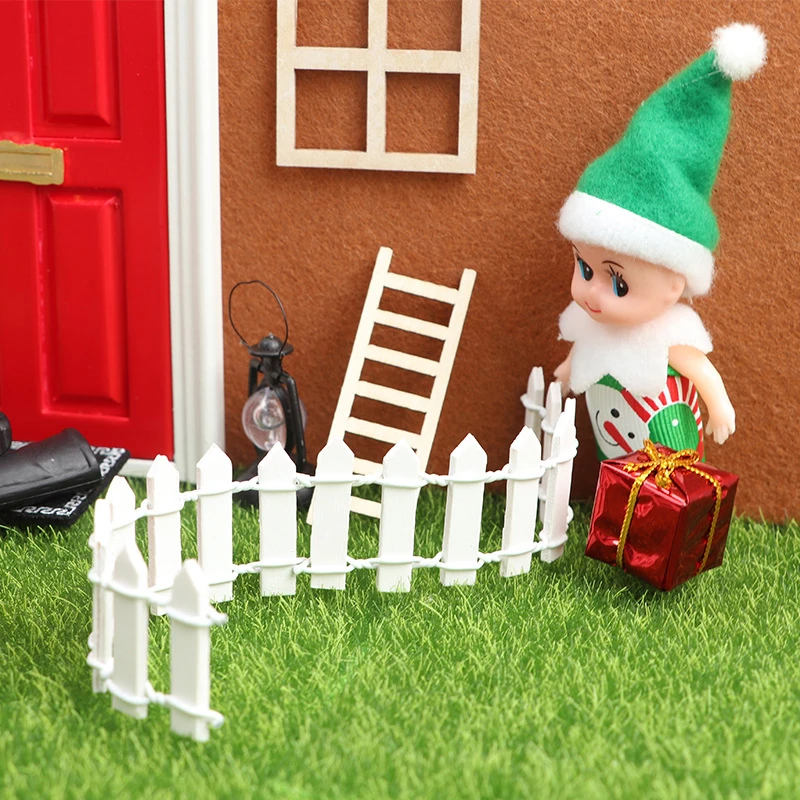 1Set Dollhouse Miniature Christmas Ornament Elf Door Sled Wreath Doll Bench Gift Dollhouse Home Garden Christmas Scene Decor Toy