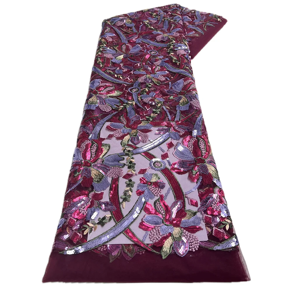 Африканская сетка французская кружевная ткань с блестками вышитая нигерийская