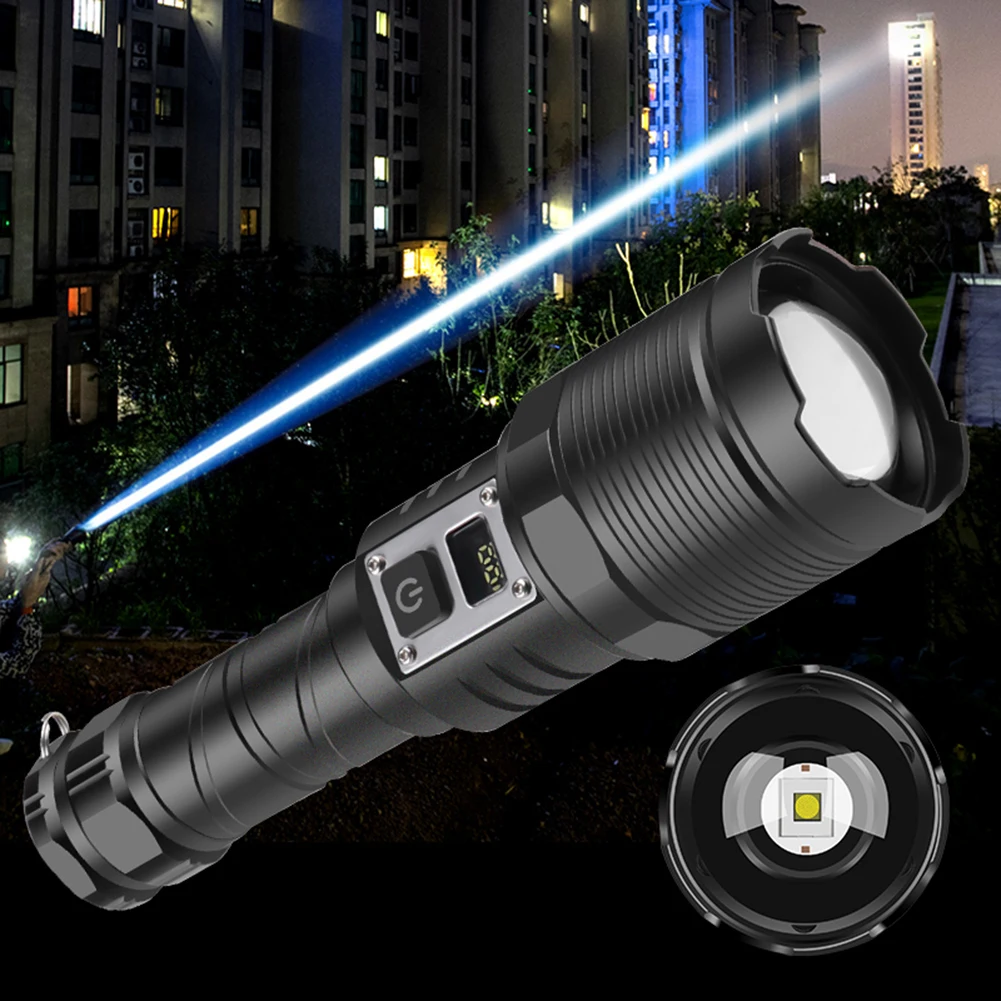 

LED Torch 30W Camping Lantern Type-C USB Charger 5 Modes Flashlight Torch Power Display for Power Cuts Emergency Camping Outdoor