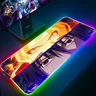 Коврик для мыши с японским аниме, RGB, большой коврик для мыши, большой компьютерный коврик для мыши со светодиодной подсветкой XXL, коврик для клавиатуры, Настольный коврик