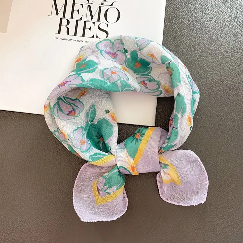 Модная повязка на голову летние тонкие шарфы с цветами весенние хлопковые
