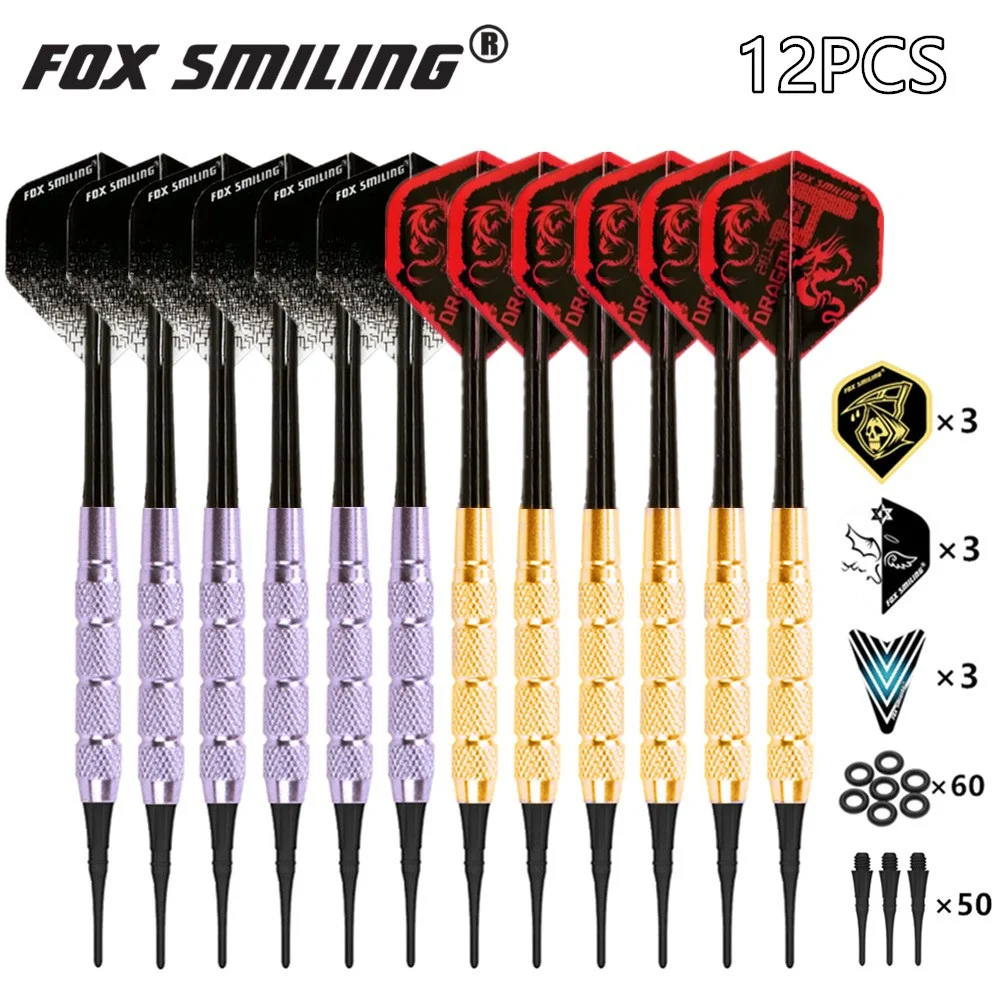 

12PCS Soft Tip Dart 18g Electronic Safety Darts With 9PCS Flights，60PCS Rubber O Ring, 50PCS Soft Tips