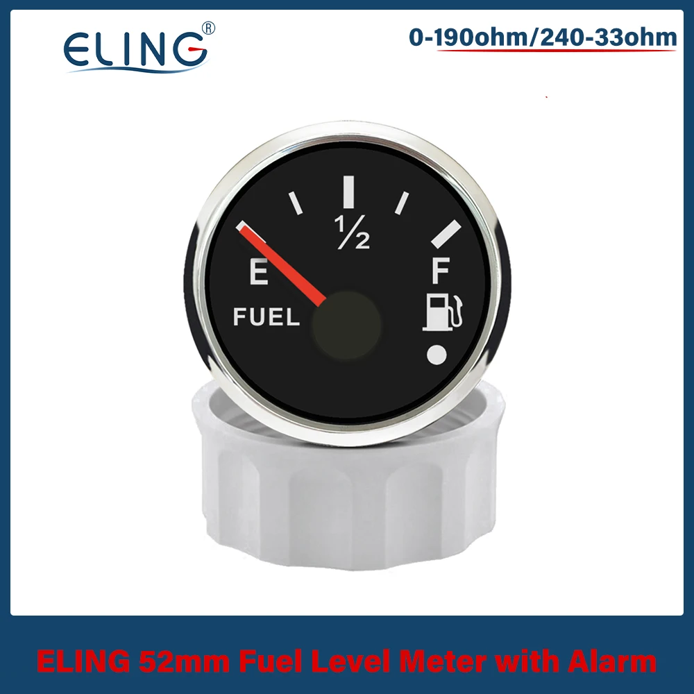 Индикатор уровня топлива 52 мм 0-190 Ом 240-33 с красной подсветкой и сигнализацией