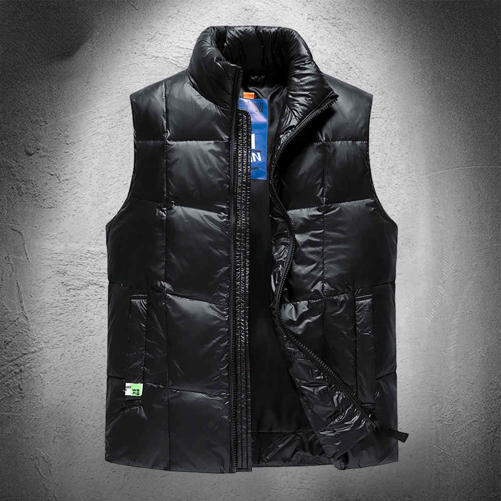 

2023 Autumn Winter New Men Vest Solid Sleeveless Jacket 90% White Duck Down Waistcoat Casual Warm Jackets Coat Thicken Men Vests