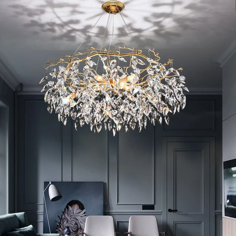 

Luxury Branch Shape Crystal Pendant Chandelier For Living Dining Room Bedroom Decoration Indoor Lighting Luminaria Fixtures