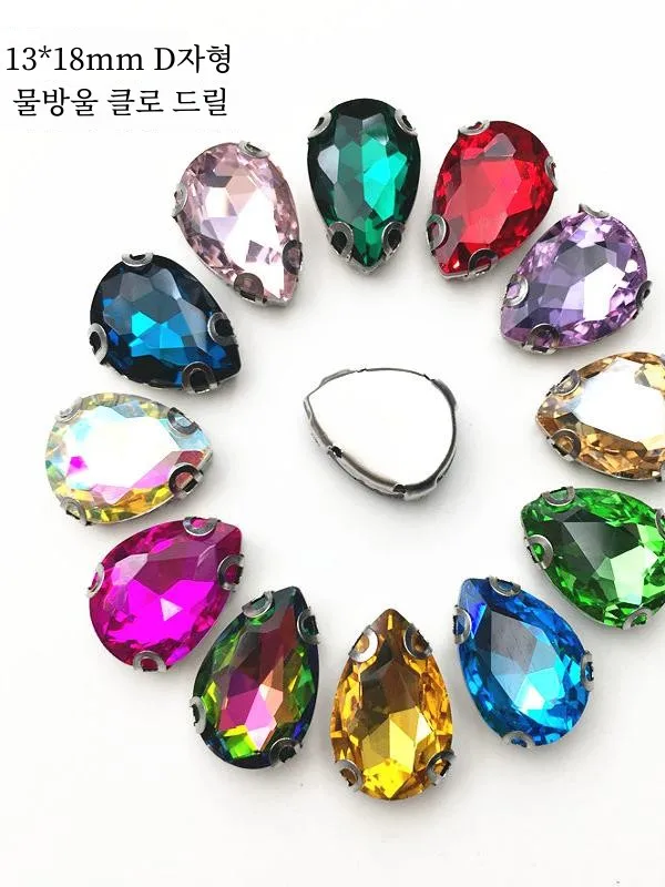 Капля воды 3*8 мм стеклянная дрель для ручного шитья острый цвет нижней части