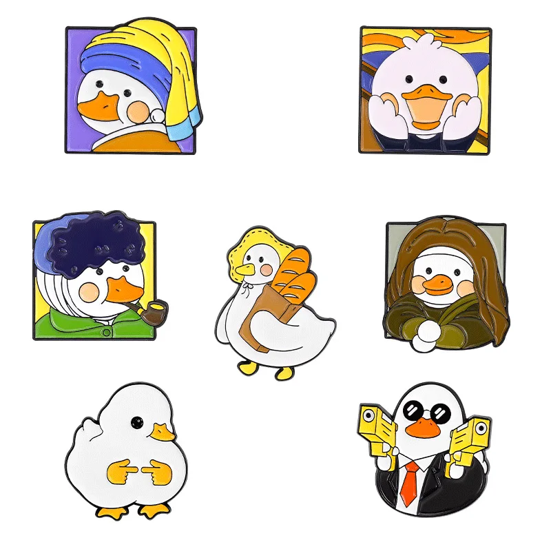 

Cartoon Cute Oil Painting Duck Brooch Clothing Accessories Backpack Alloy Brooch Badge Enamel Lapel Pins