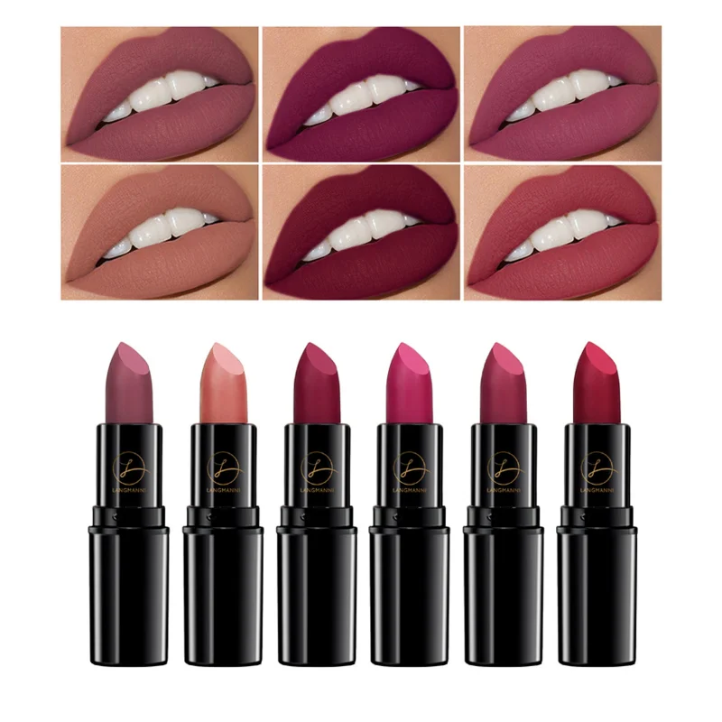 

Матовый питательная помада долговечный Водонепроницаемый 6 цветов Смешанные пигменты шелковистый гладкий и антипригарный сексуальные Инс...