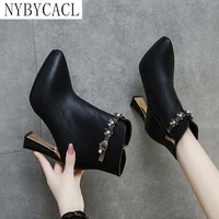 fashion womens shoes autumn new high heeled shoes 2022 short tube pointed toes womens bare boots casual versatile party shoes