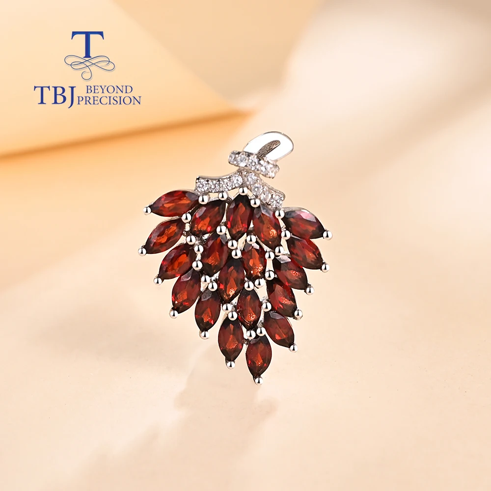 Женское Ожерелье с красным гранатом из серебра 925 пробы