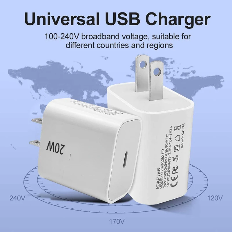 

Travel Mobile Phone Charger Adapter 20W Smart Phone USB Fast chargers Charging Head for iPhone 13 12