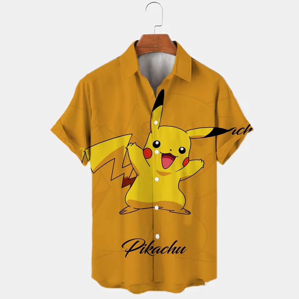 Men's Shirts Summer Short Sleeves Men's Shirts Casual Short Sleeves Unisex Fashion Tops Cartoon Pikachu T-Shirts images - 6