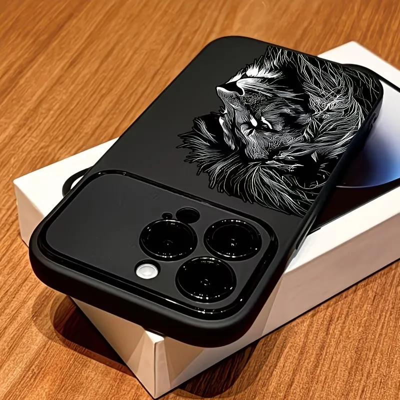 Фото Чехол для телефона с рисунком черного льва для iPhone 17 16 15 14 13 12 11 Pro Max 16Plus X XS XR, противоударный, матовый, из мягкого силикона, с бампером №1