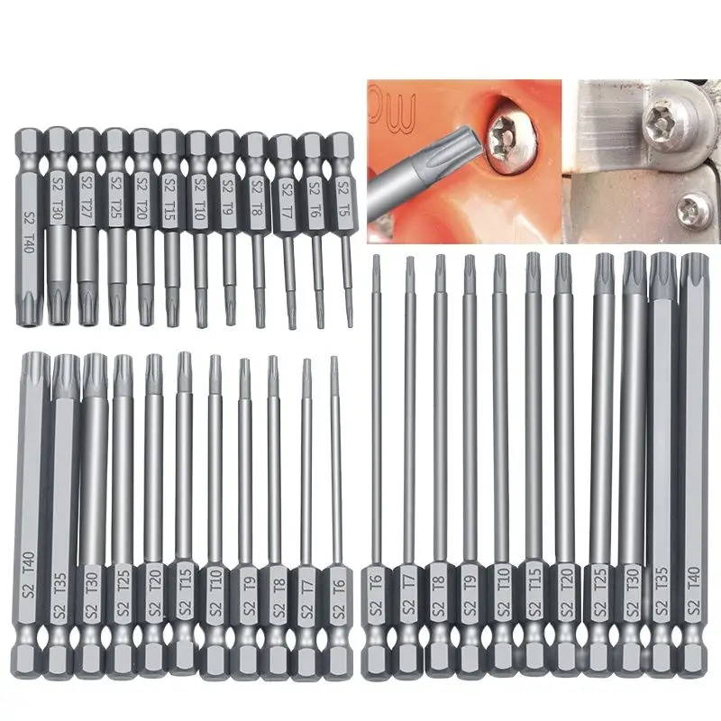 

11pcs 12pcs Security Bit Set Tamper Proof Screwdriver Drill Bit Screw Driver Bits Torx Flat Head 1/4 Hex Driver Bits