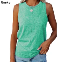 2022 new summer women clothing solid color sleeveless tops series polyester tee rayon casual t shirt vintage clothes pro choice
