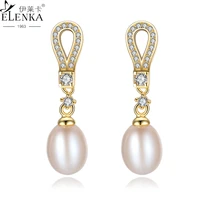 luxury natural freshwater pearl stud earrings for women 18k gold plated zircon 925 sterling silver earring fine jewelry new 2022