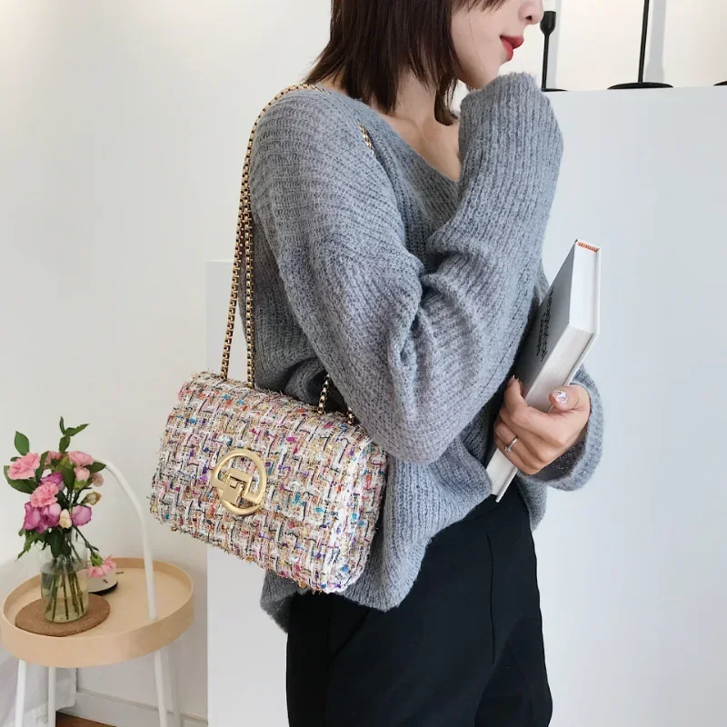 Дизайнерская Женская Твидовая Сумка На Плечо Роскошная Y2K Брендовый Кошелек Для