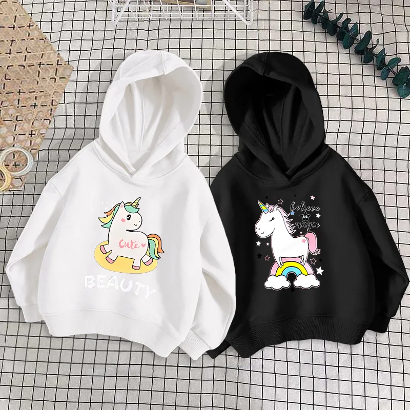 

Girls' Hoodie Spring and Autumn New Hoodie Cartoon Printed Children's Loose Fashion Cotton Base Shirt Kids Clothes Girls