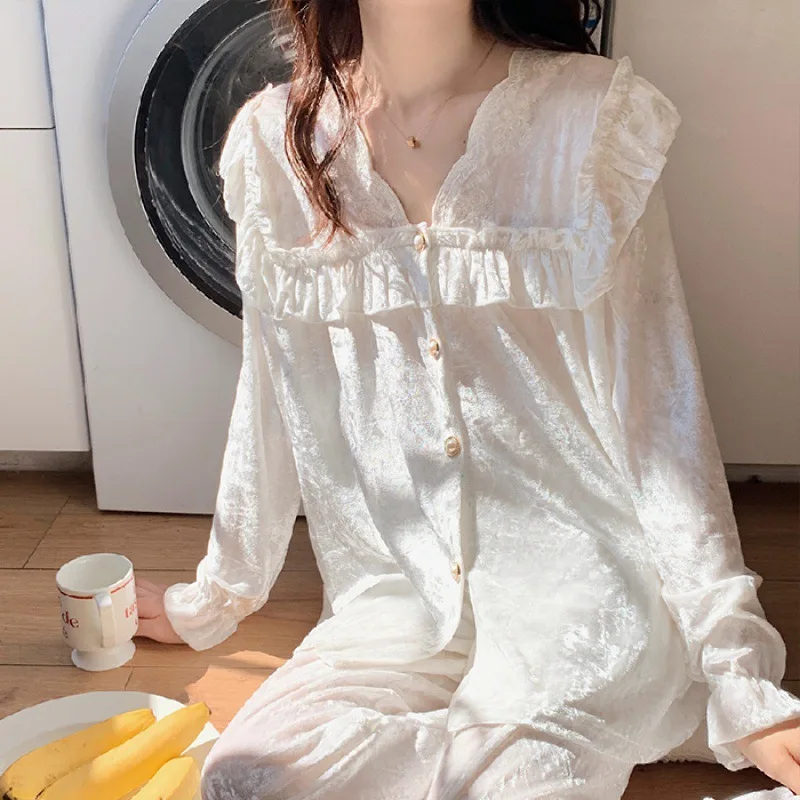Solid Color Gold Velvet Women's Pajamas Sweet Beauty Homewear Suit Winter Casual Clothes Comfortable Sleepwear Free Shipping