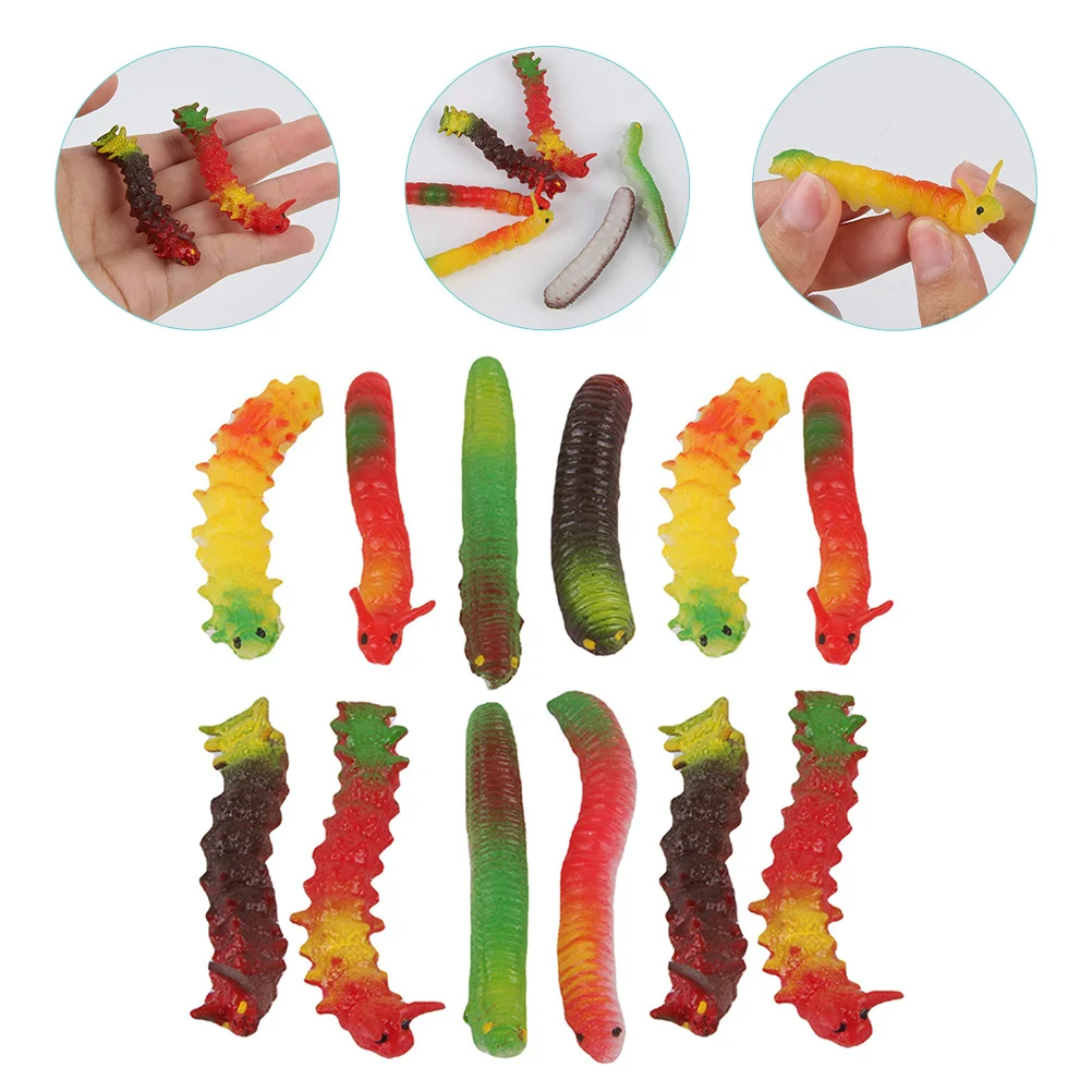 

12 Pcs Simulation Bug Insect Trick Toy Kidcraft Playset Worm Model Fake Figures Plastic Caterpillar Child Childrens Toys