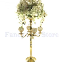 crystal wedding candelabra flower stand gold luxury table centerpiece