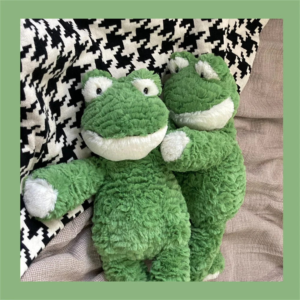 

40cm Furry Frog Doll Stuffed Animal Cute Smiling Frog Plush Toy Sleeping Plushies Appease Gifts For Child Girl