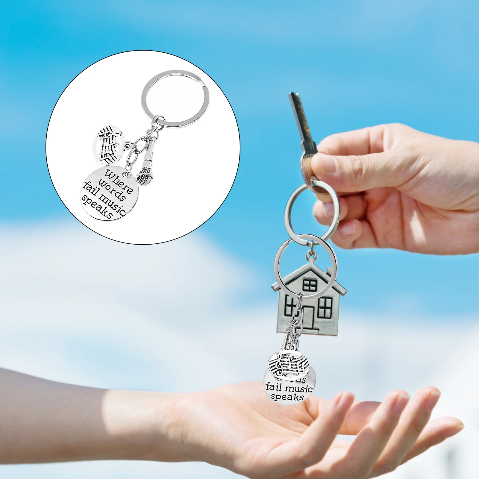 

Keychain Keyring Note Key Microphone Instrument Musical Gifts Gift Ringkeychian Teacher Graduation Speaks Chain Inspirational