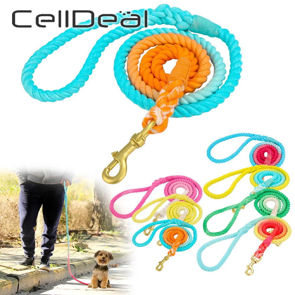 

Поводок для собак радужного цвета, хлопковый поводок для маленьких, средних и больших собак, долговечный поводок для прогулок, 1,5 м, аксессуа...